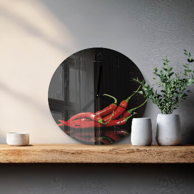 Wanduhr rund Chilischoten