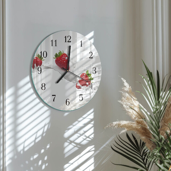 Wanduhr rund Erdbeere