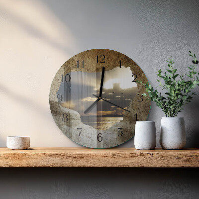 Wanduhr rund Herz im Felsen
