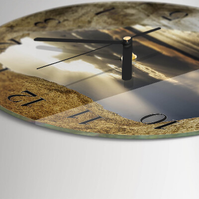 Wanduhr rund Herz im Felsen