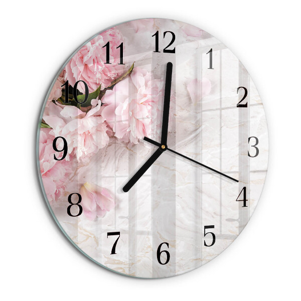 Wanduhr rund Blumen