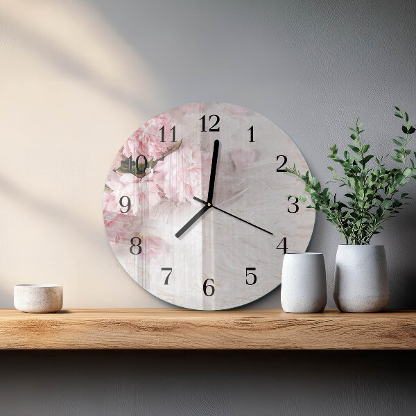 Wanduhr rund Blumen