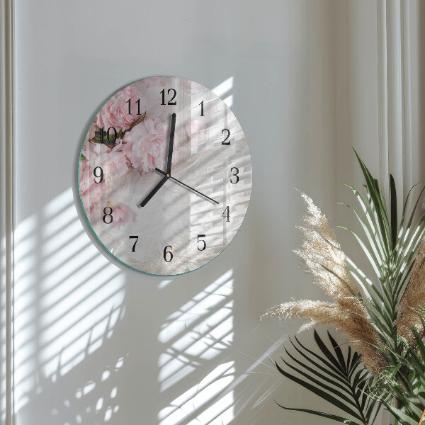Wanduhr rund Blumen