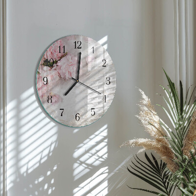 Wanduhr rund Blumen