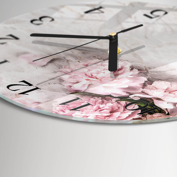 Wanduhr rund Blumen