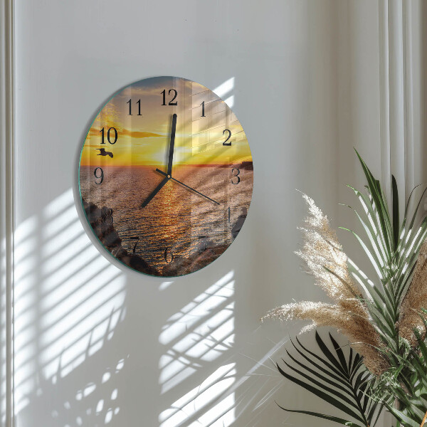 Wanduhr rund Sonnenuntergang