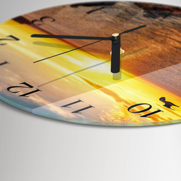Wanduhr rund Sonnenuntergang