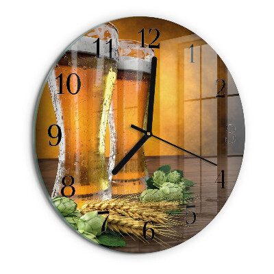 Wanduhr rund Gläser Bier