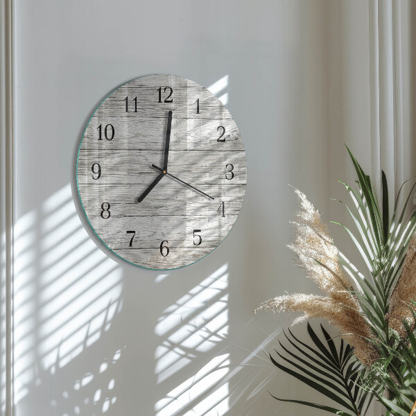 Wanduhr rund Graue Bretter