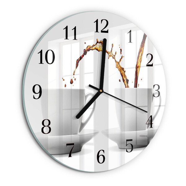 Wanduhr rund Tassen Kaffee