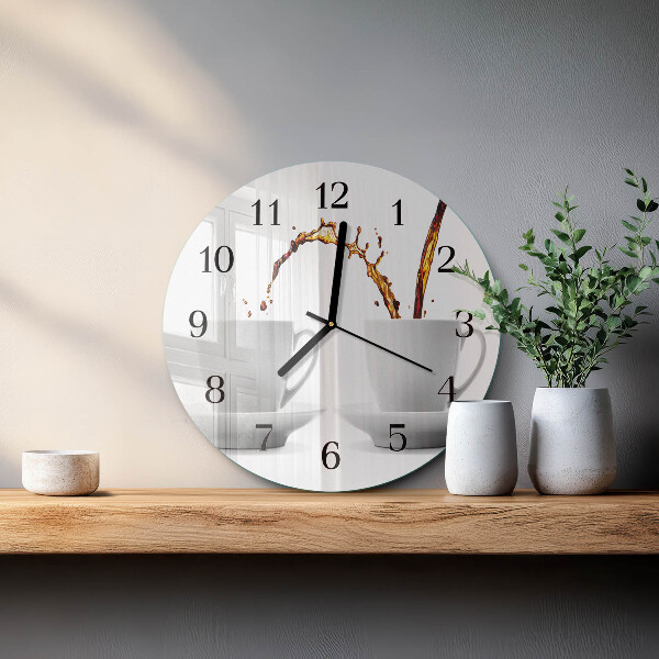 Wanduhr rund Tassen Kaffee