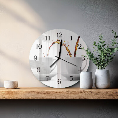 Wanduhr rund Tassen Kaffee