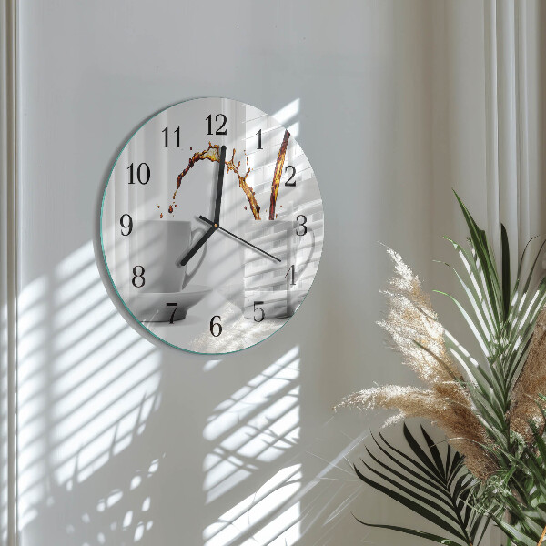 Wanduhr rund Tassen Kaffee