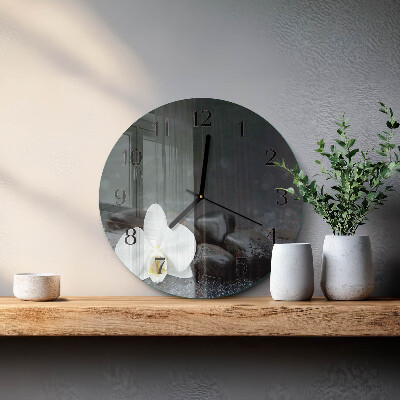 Wanduhr rund Blumen und Steine
