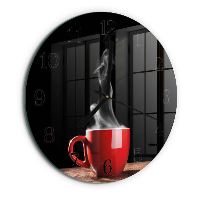 Wanduhr rund Tasse Kaffee