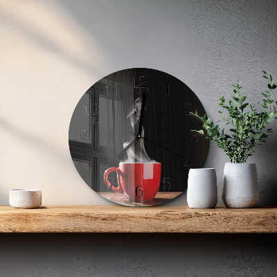 Wanduhr rund Tasse Kaffee
