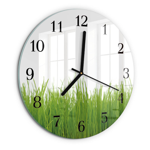 Wanduhr rund Gras