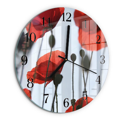 Wanduhr rund Mohn