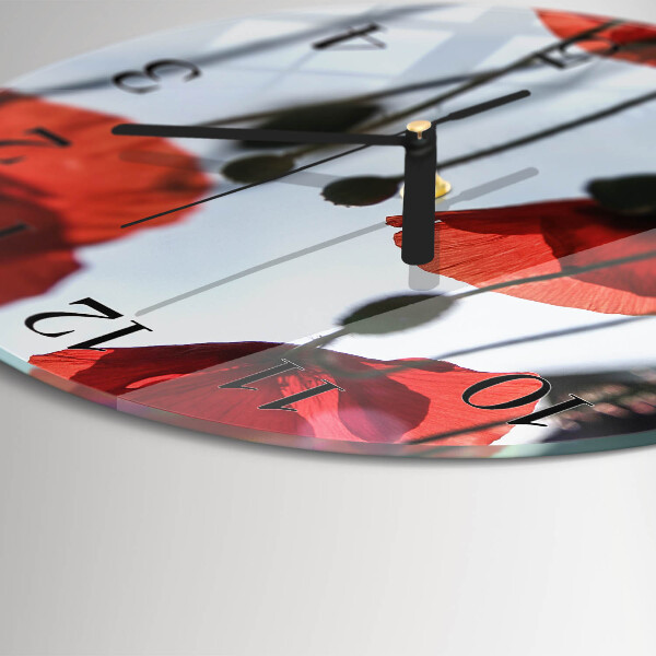 Wanduhr rund Mohn