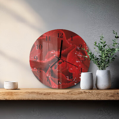 Wanduhr rund Rose