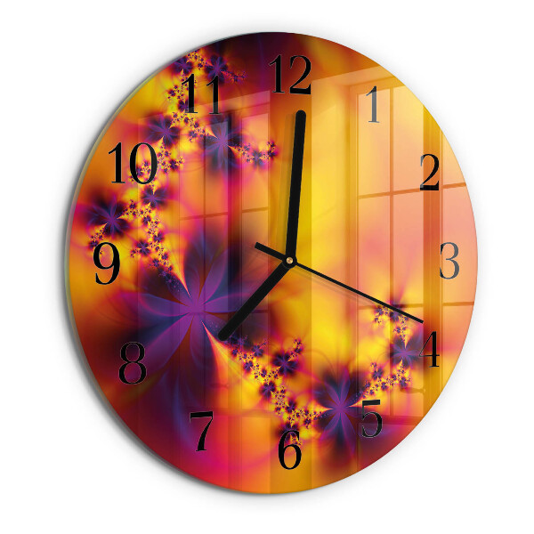 Wanduhr rund Blumen