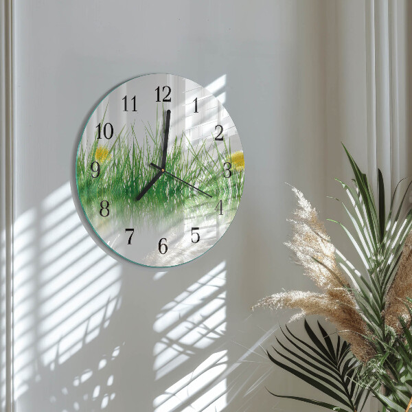 Wanduhr rund Gras
