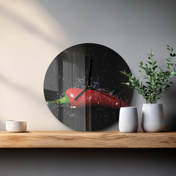 Wanduhr rund Chilischoten