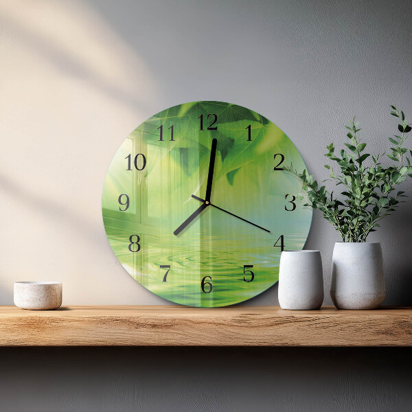 Wanduhr rund Blätter