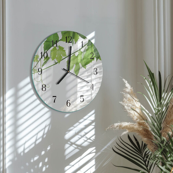 Wanduhr rund Blätter