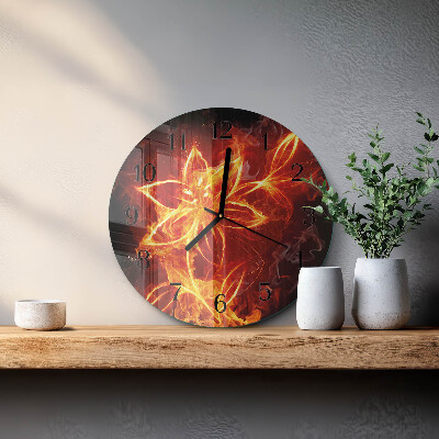 Wanduhr rund Feuerblume