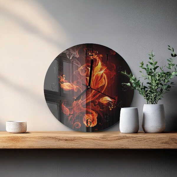 Wanduhr rund Feuerblume