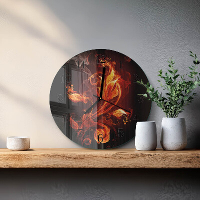 Wanduhr rund Feuerblume