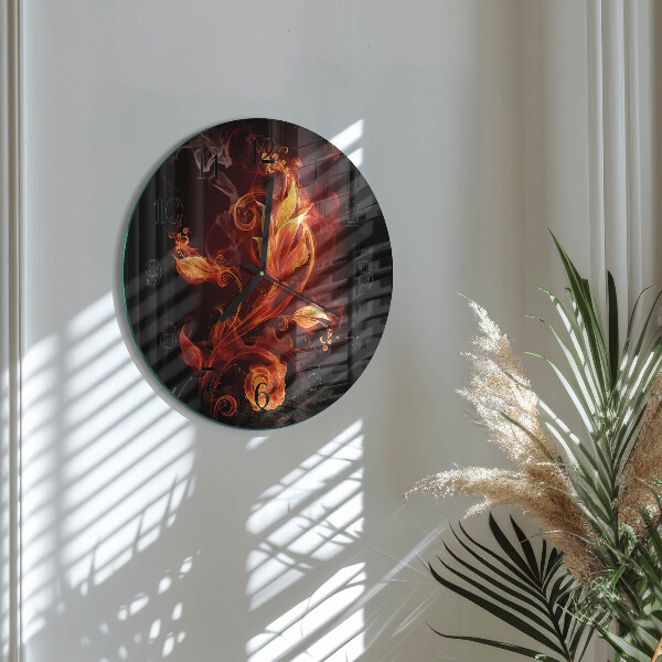 Wanduhr rund Feuerblume