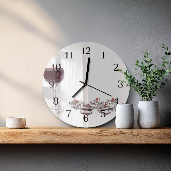 Wanduhr rund Weinglas
