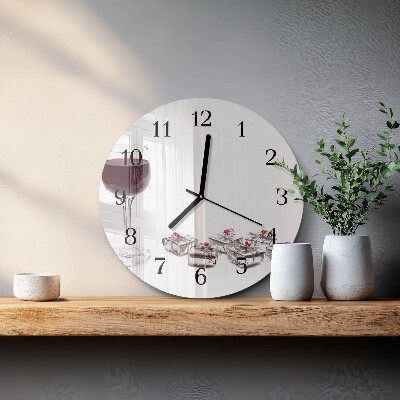 Wanduhr rund Weinglas