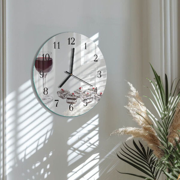 Wanduhr rund Weinglas