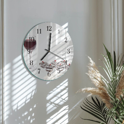 Wanduhr rund Weinglas