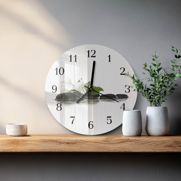 Wanduhr rund Zen-Steine