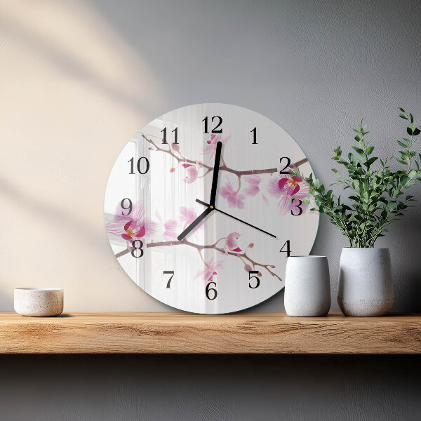 Wanduhr rund Orchidee