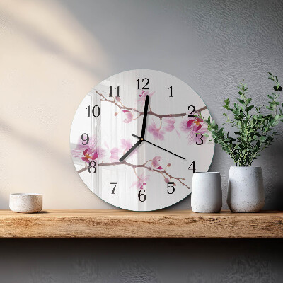 Wanduhr rund Orchidee
