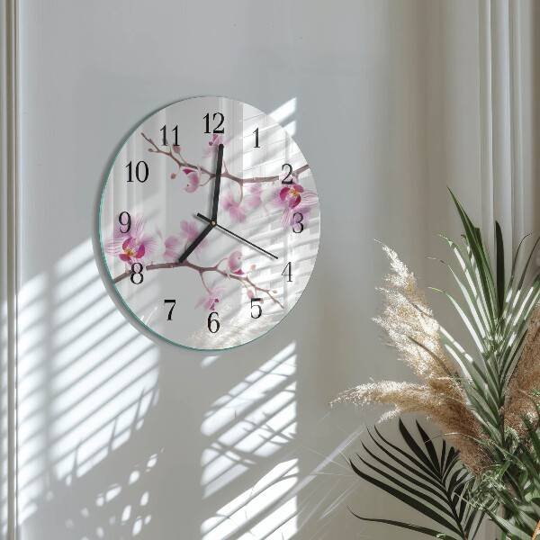 Wanduhr rund Orchidee