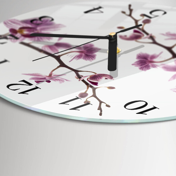 Wanduhr rund Orchidee