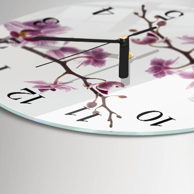 Wanduhr rund Orchidee