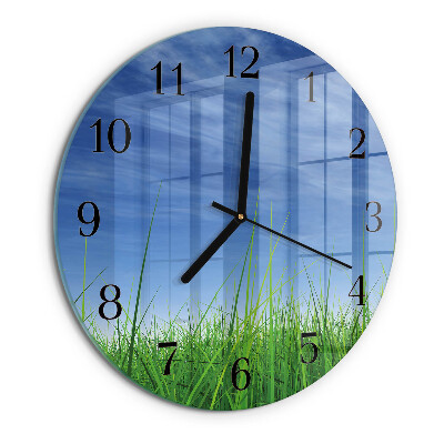 Wanduhr rund Gras
