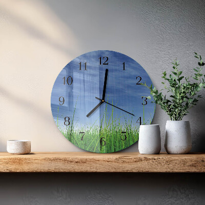 Wanduhr rund Gras