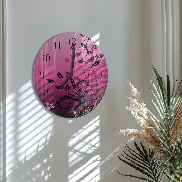 Wanduhr rund Blumenkunst