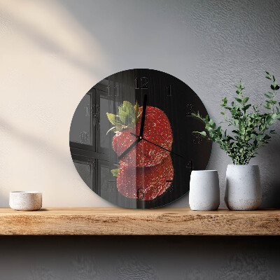 Wanduhr rund Erdbeere