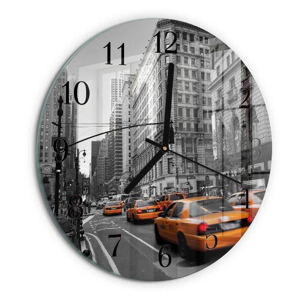 Wanduhr rund New Yorker Taxi