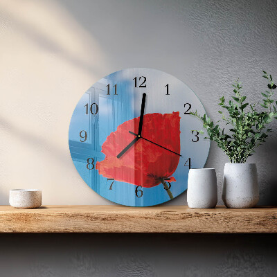 Wanduhr rund Mohn