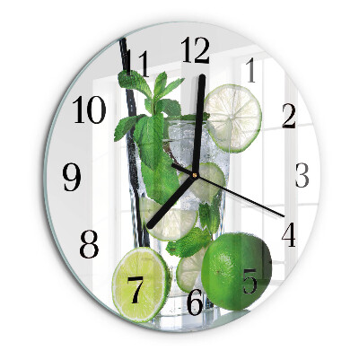 Wanduhr rund Limette und Minze